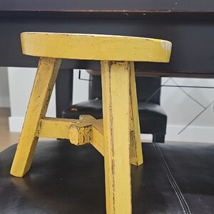 Vintage Yellow Wooden Stool
